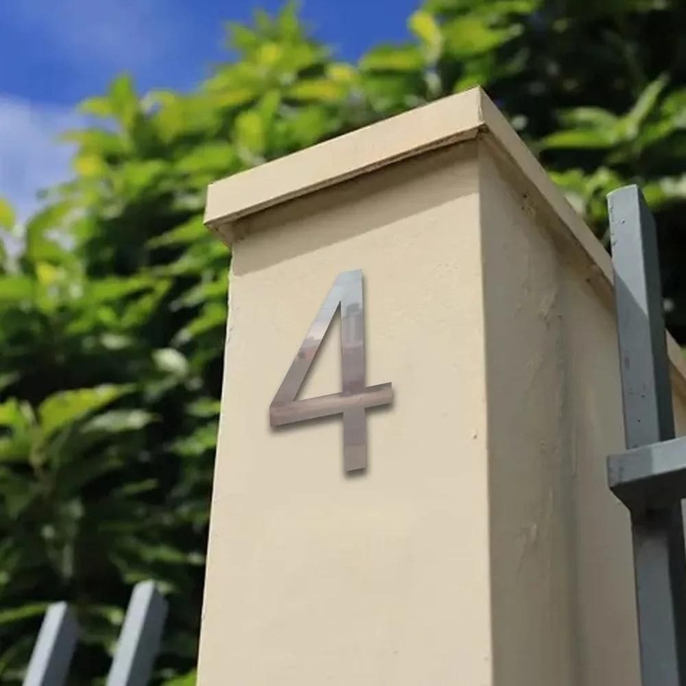 2X Números Residencial Casa Inox Adesivo Espelhado 15Cm
