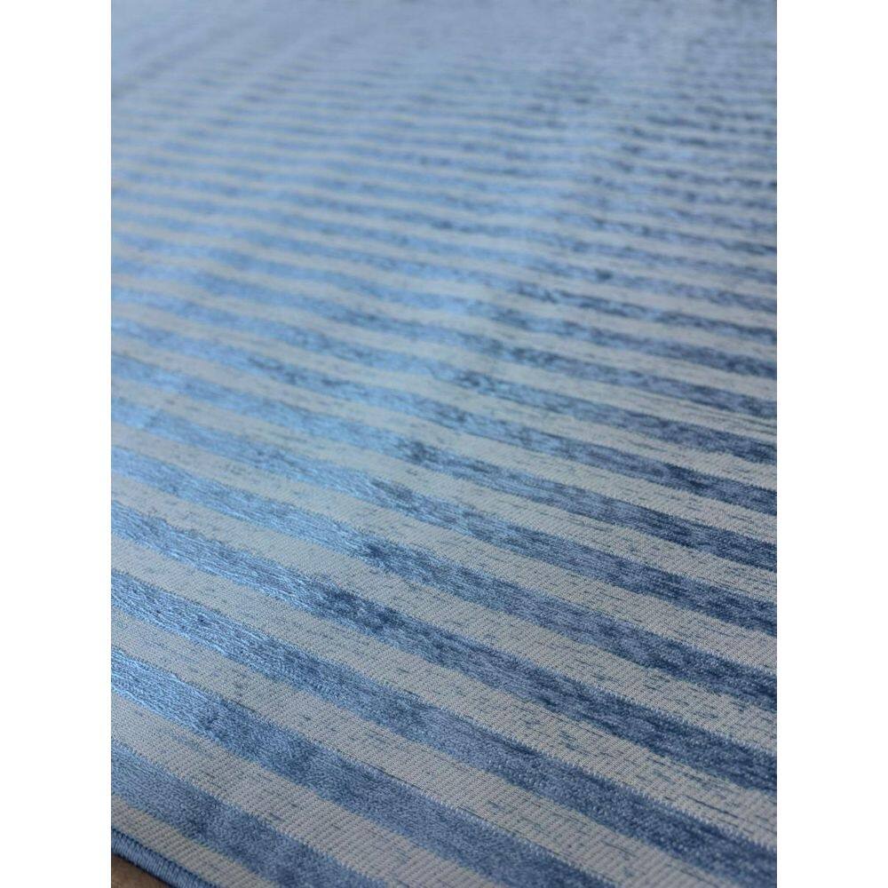 Tapete Sala Listrado 250X300 Cm Alto Relevo Azul Royal