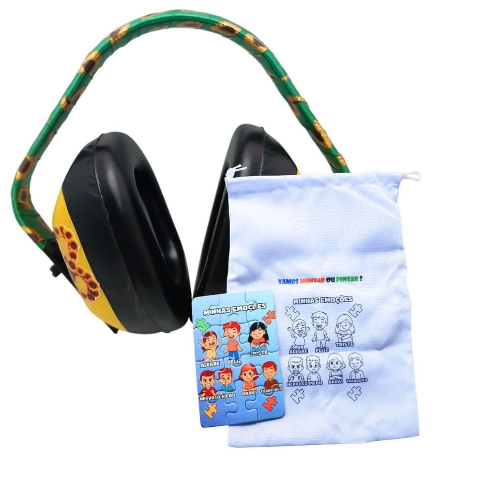 Abafador De Som Yellow + Quebra-Cabeça E Saquinho Interativo