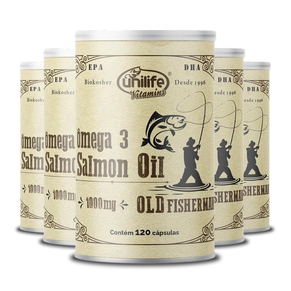 Kit 5 Ômega 3 Old Fisherman Unilife 120 Cápsulas