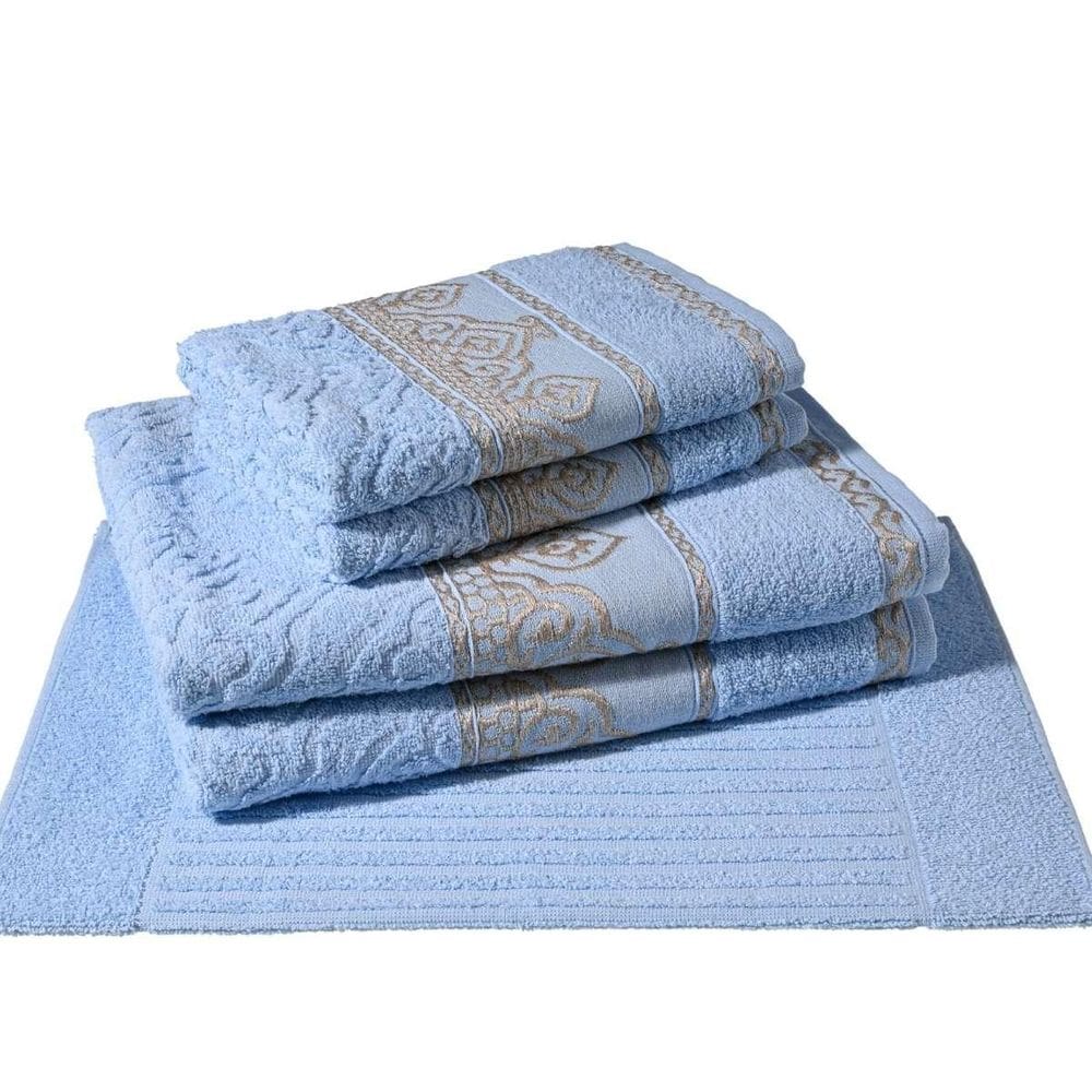 Jogo Banho Gigante 05 Peças Cavhome Algodão Barroca Blue Sky