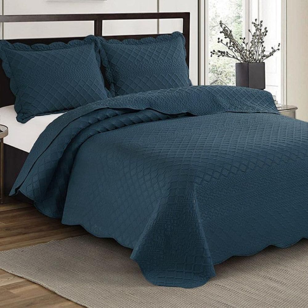 Colcha Ilusion Orla Solteiro Camesa Azul Marinho