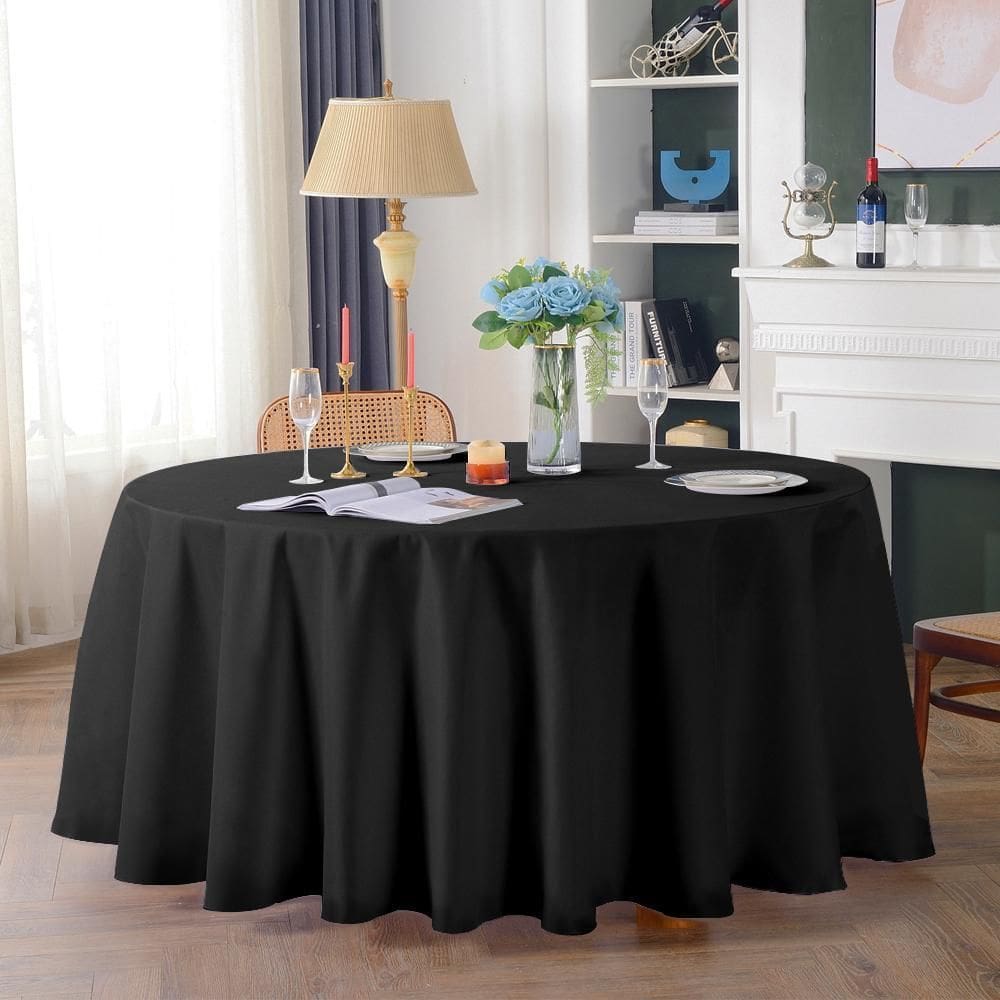 Toalha De Mesa Redonda Vison Preto 3,00M Festa Buffet