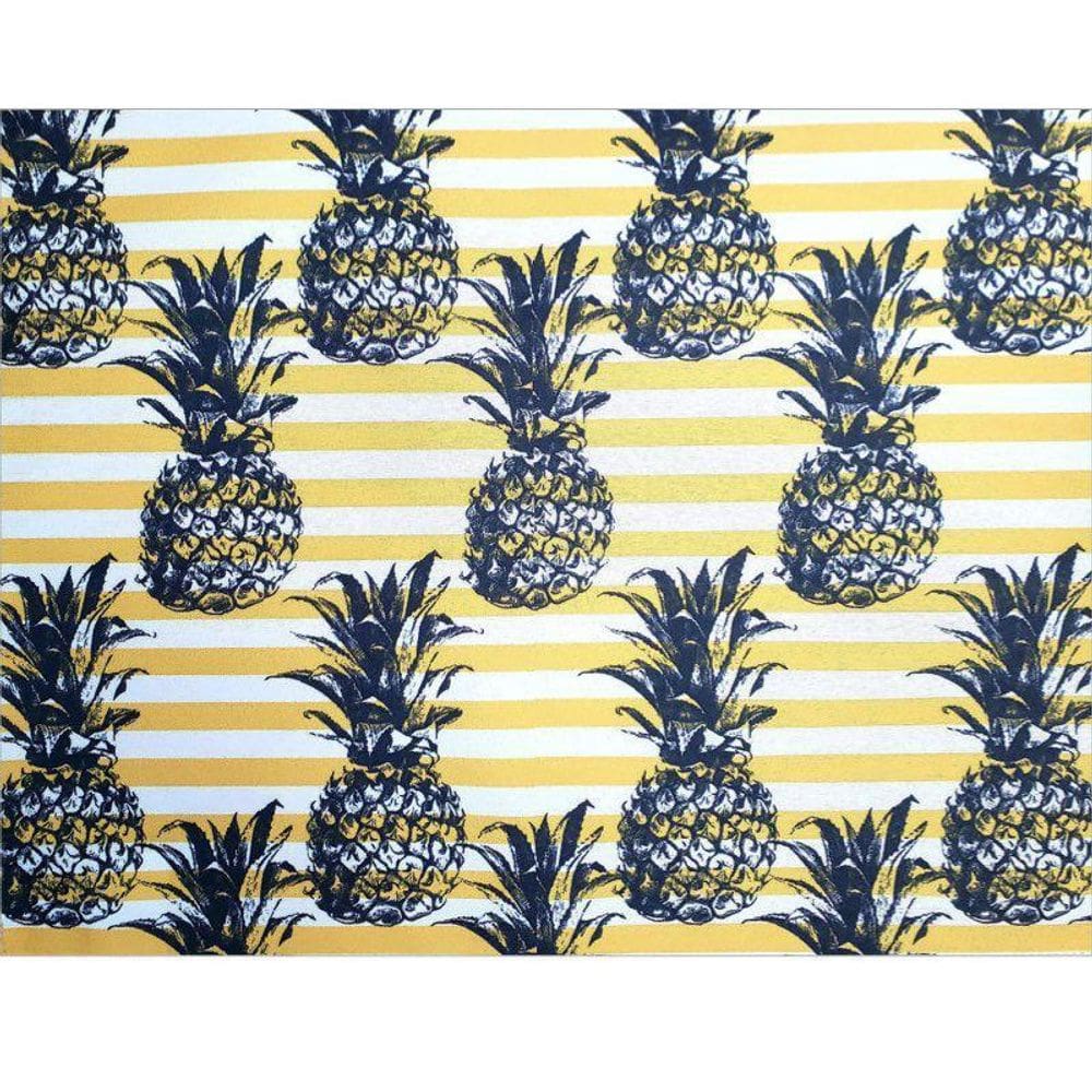 Kit 4 Jogo Americano Abacaxi Listrado Amarelo 43Cmx34Cm