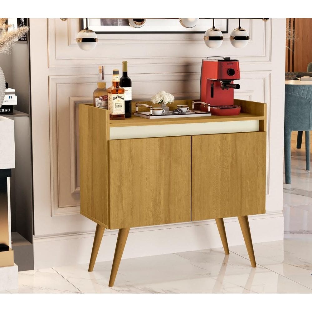 Aparador Luxo 2 Portas Cor Madeirado / Off White