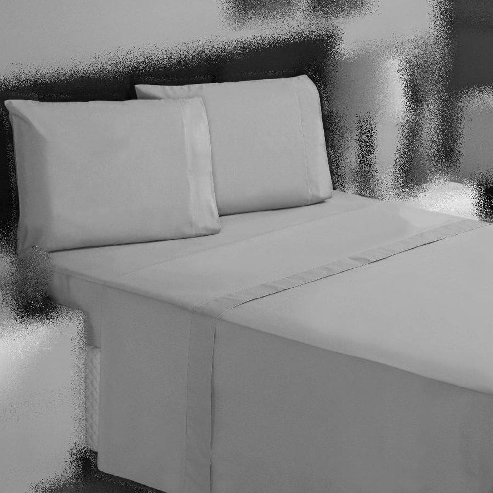 Jogo Cama Queen 3P Lençol Sem Elástico + Fronha 100% Algodão