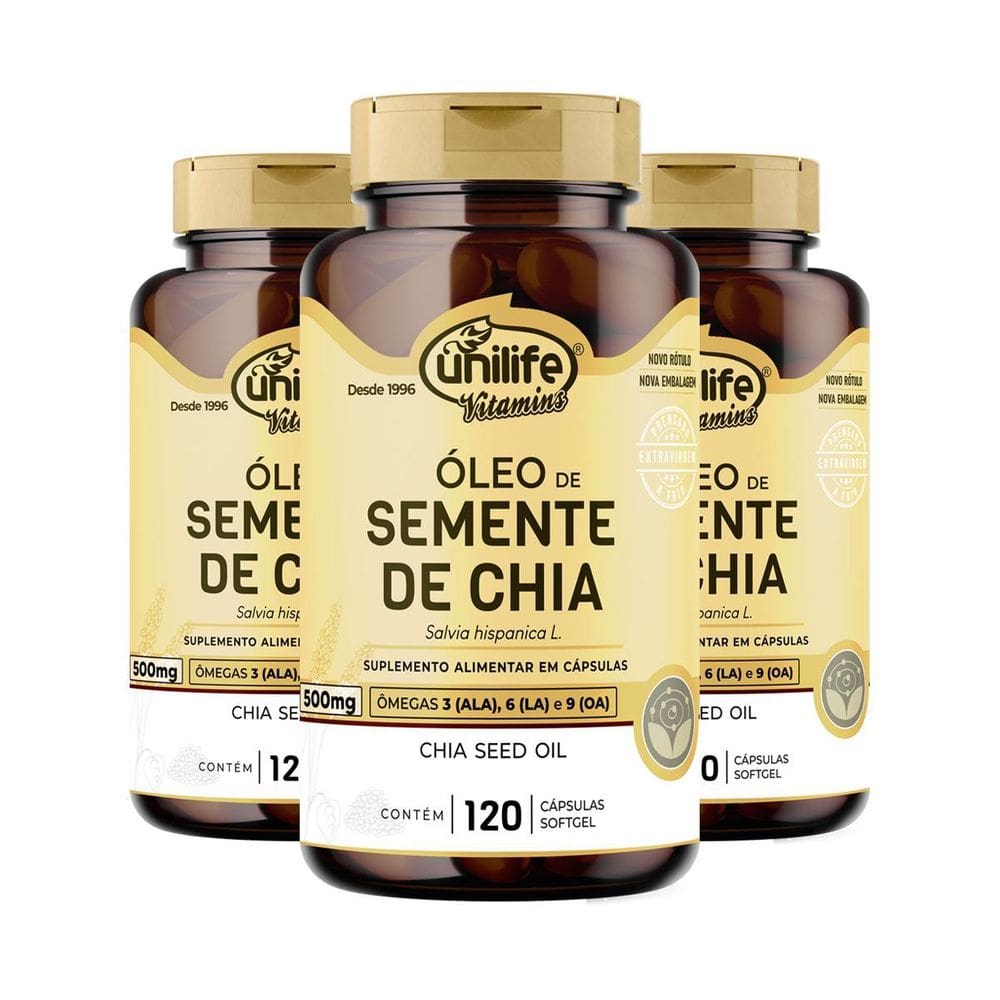 Kit 3 Óleo De Semente De Chia Unilife 120 Cápsulas
