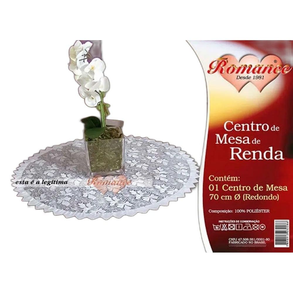 2X Centro De Mesa Em Renda Branco Redondo 70Cm De Diâmetro