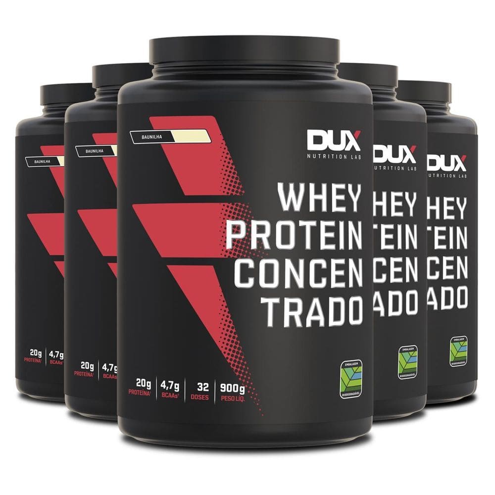 Kit 5 Whey Protein Concentrado Dux Baunilha 900G
