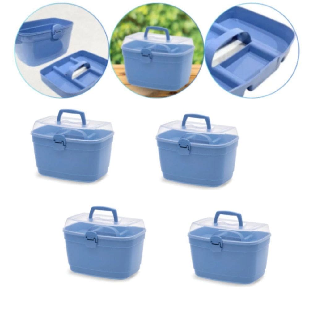 Kit 4 Maleta Box Multiuso Grande Com Divisórias Cor Azul