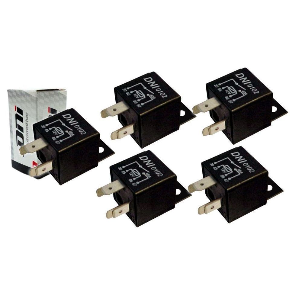 Kit 5 Rele Auxiliar 12V 40A Com Suporte 4 Pinos Dni 0102