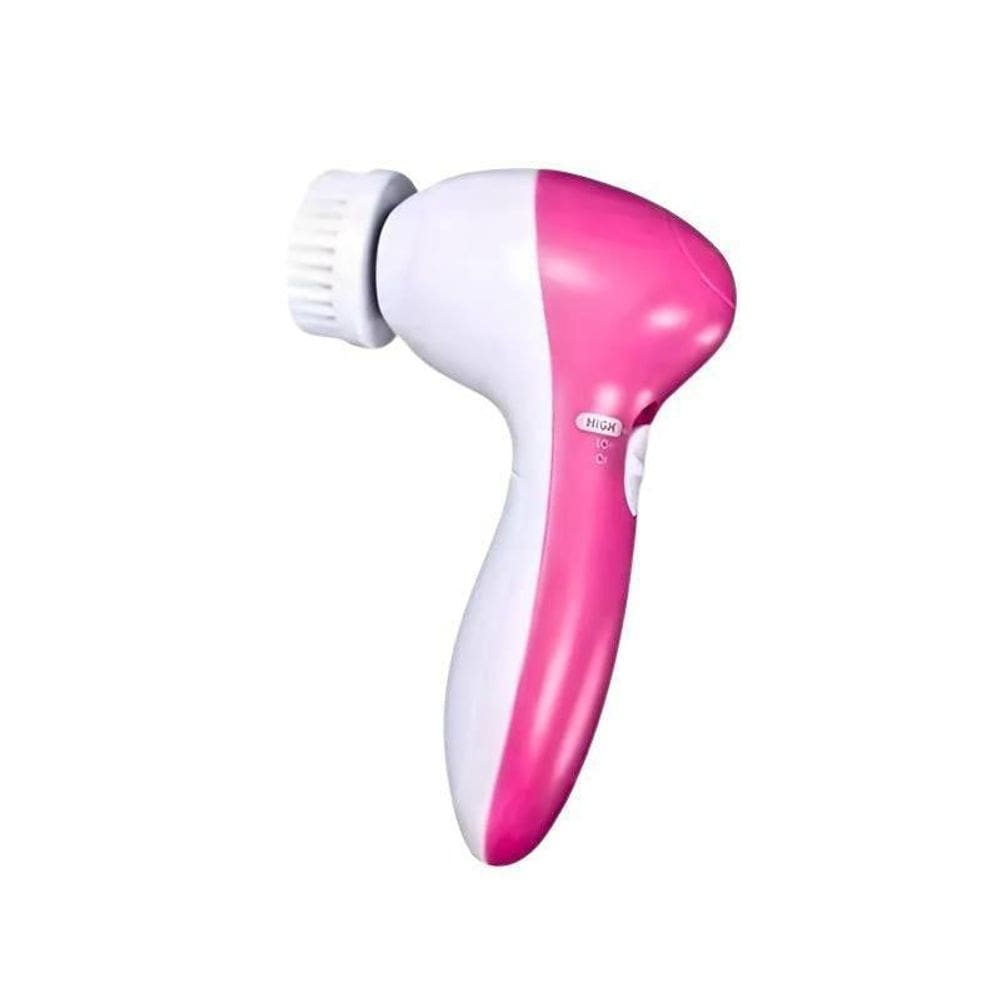 Escova Facial Rosa Elétrica 5 Cabeças Portátil Esfoliante