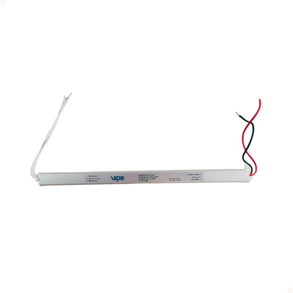 Fonte 5A Perfil Driver Slim 12V Fita Led Potência 60W Bivolt