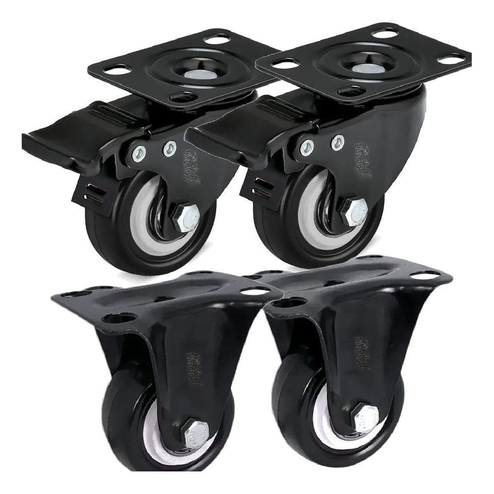 2X Kit 4 Rodinhas Para Moveis Rodízios Roda Reforçada 400Kg