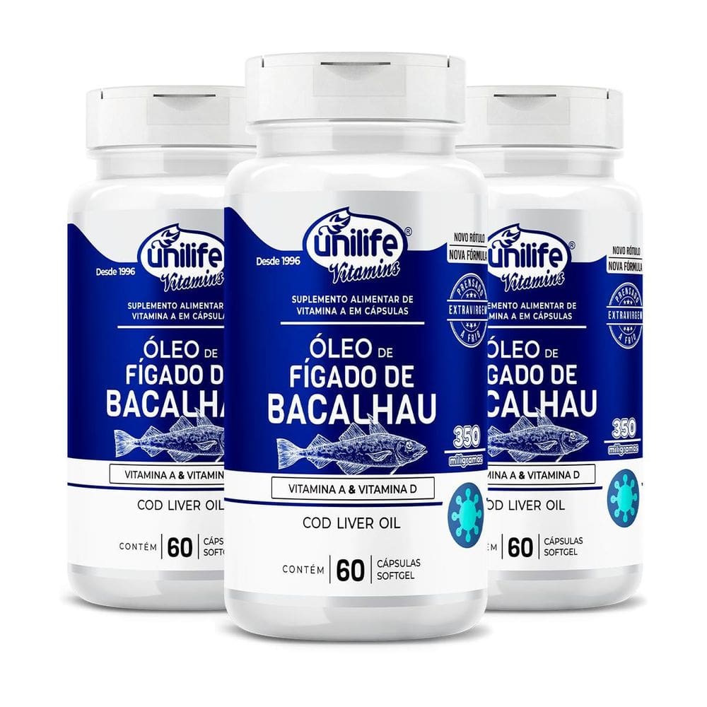 Kit 3 Óleo De Fígado De Bacalhau 60 Cápsulas Unilife