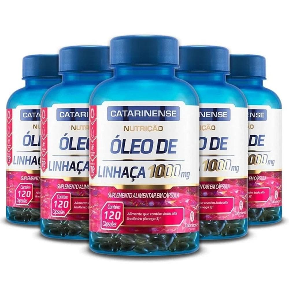 Kit 5 Óleo De Linhaça 1000Mg Catarinense 120 Cápsulas