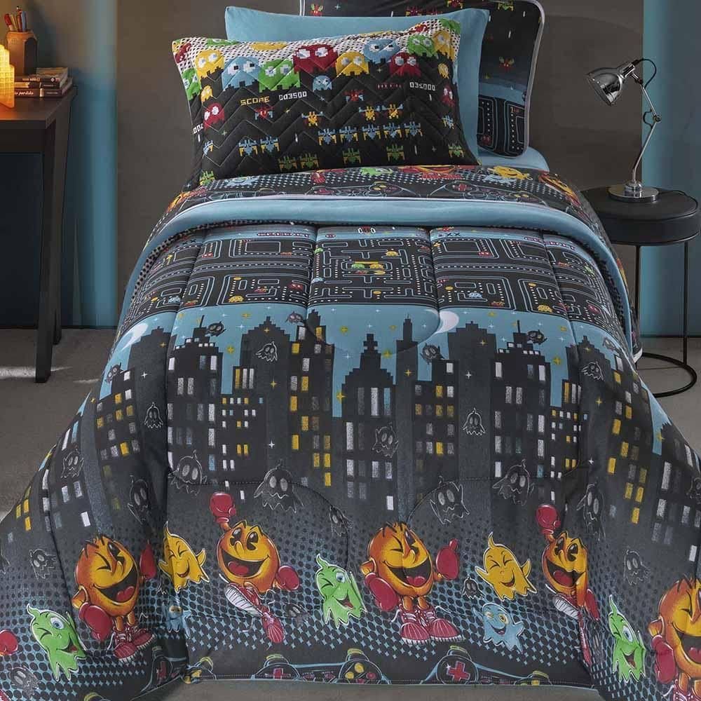 Edredom Mymo Solteiro Dupla Face Malha Game - 100% Algodão