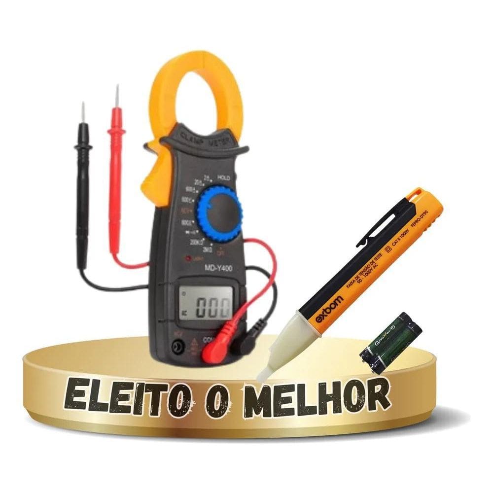 2X Kit Alicate Amperímetro Digital + Caneta Detectora De Ten