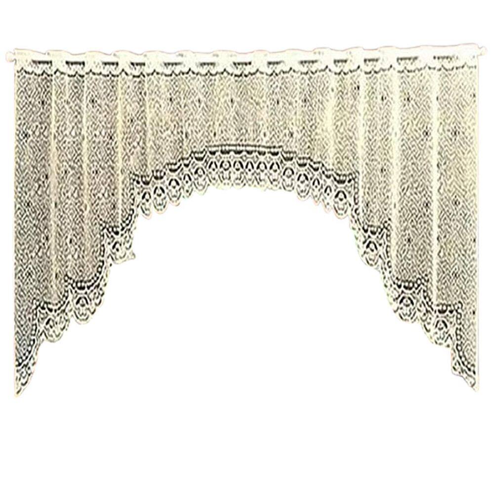 Cortina Bando Renda Cascata Bege Lisa Cozinha