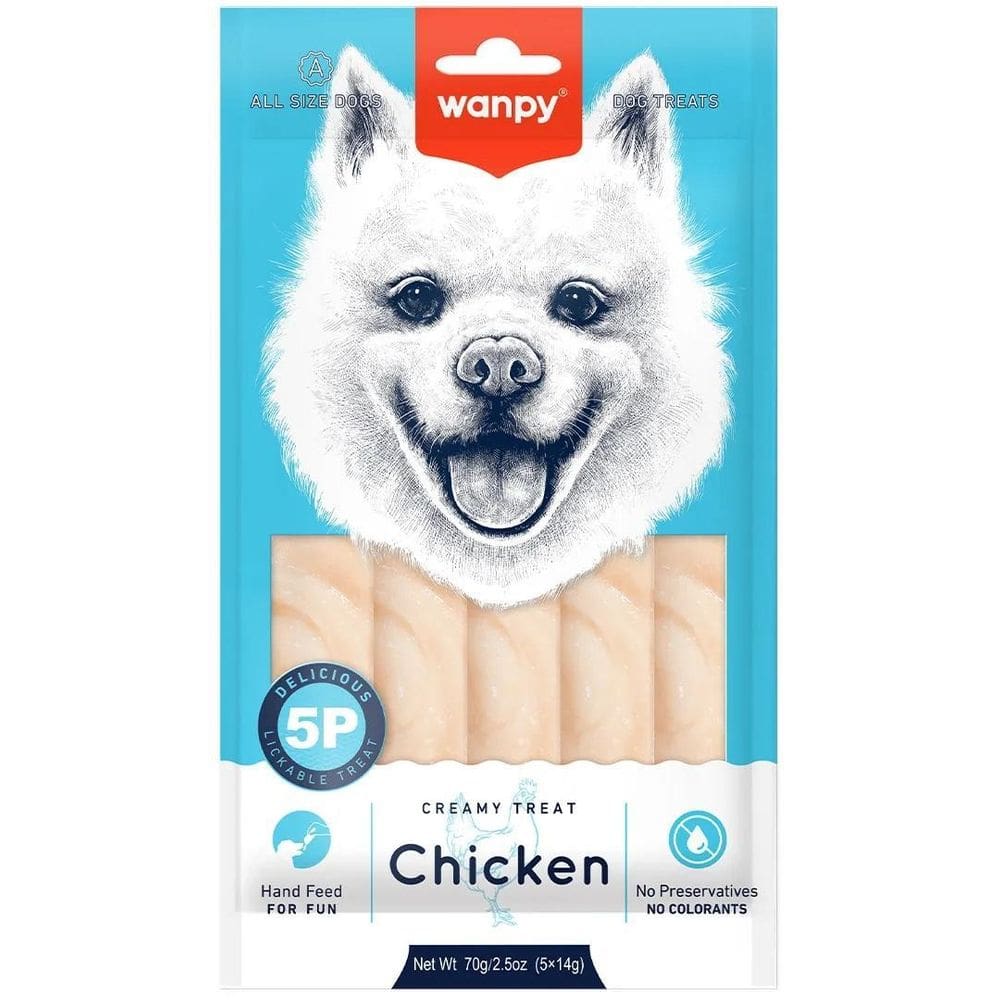 Petisco Cães Wanpy Creamy Sabor Frango Pacote C/5 Unidades