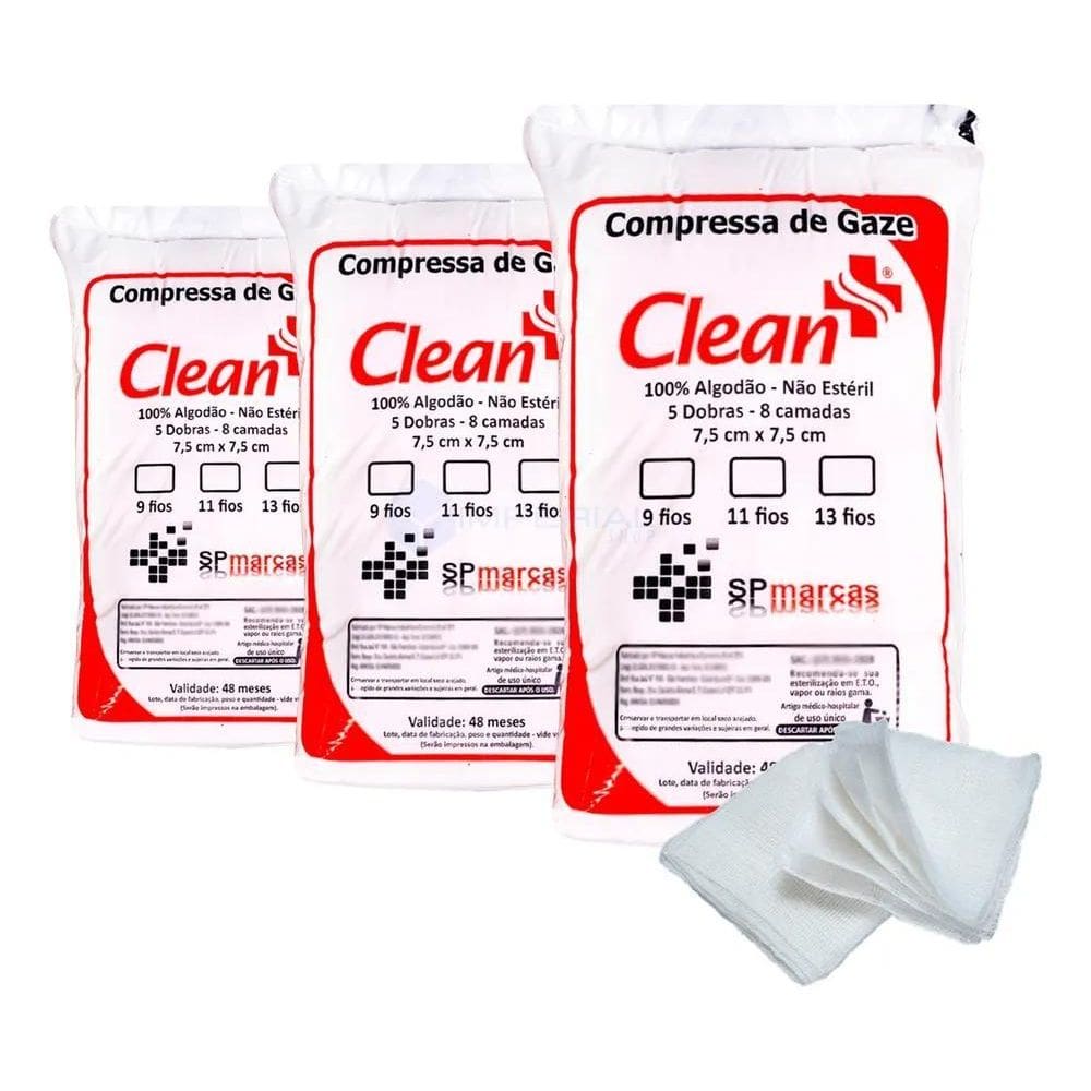 2X 3X Compressas De Gazes 9 Fios 500 Unidades Pacote Curativ