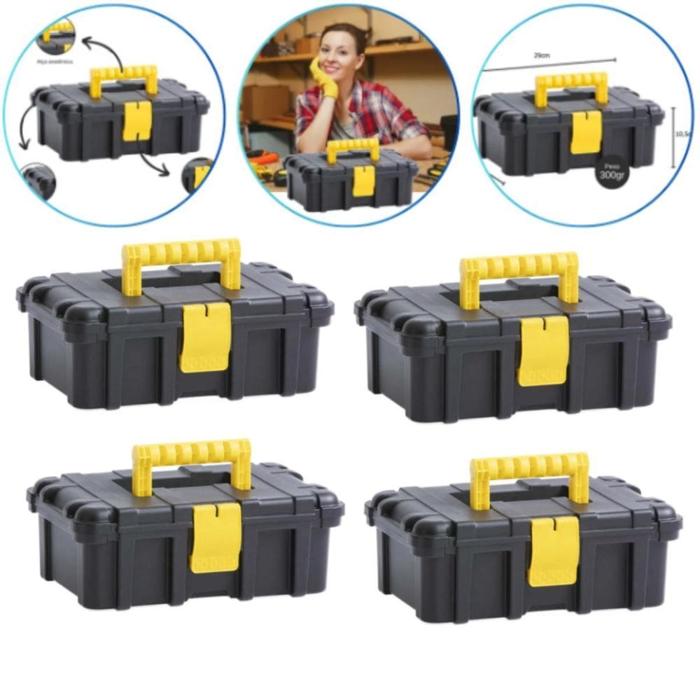 Kit 4 Maleta Plástica Organizador Ferramentas Retangular