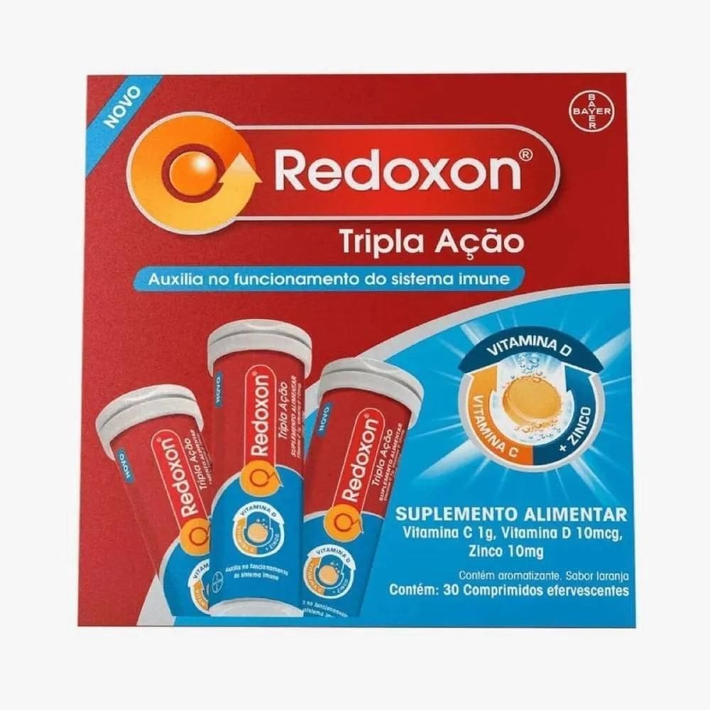 2X Vitamina C D E Zinco Tripla Ação Com 30 Efervescentes Red