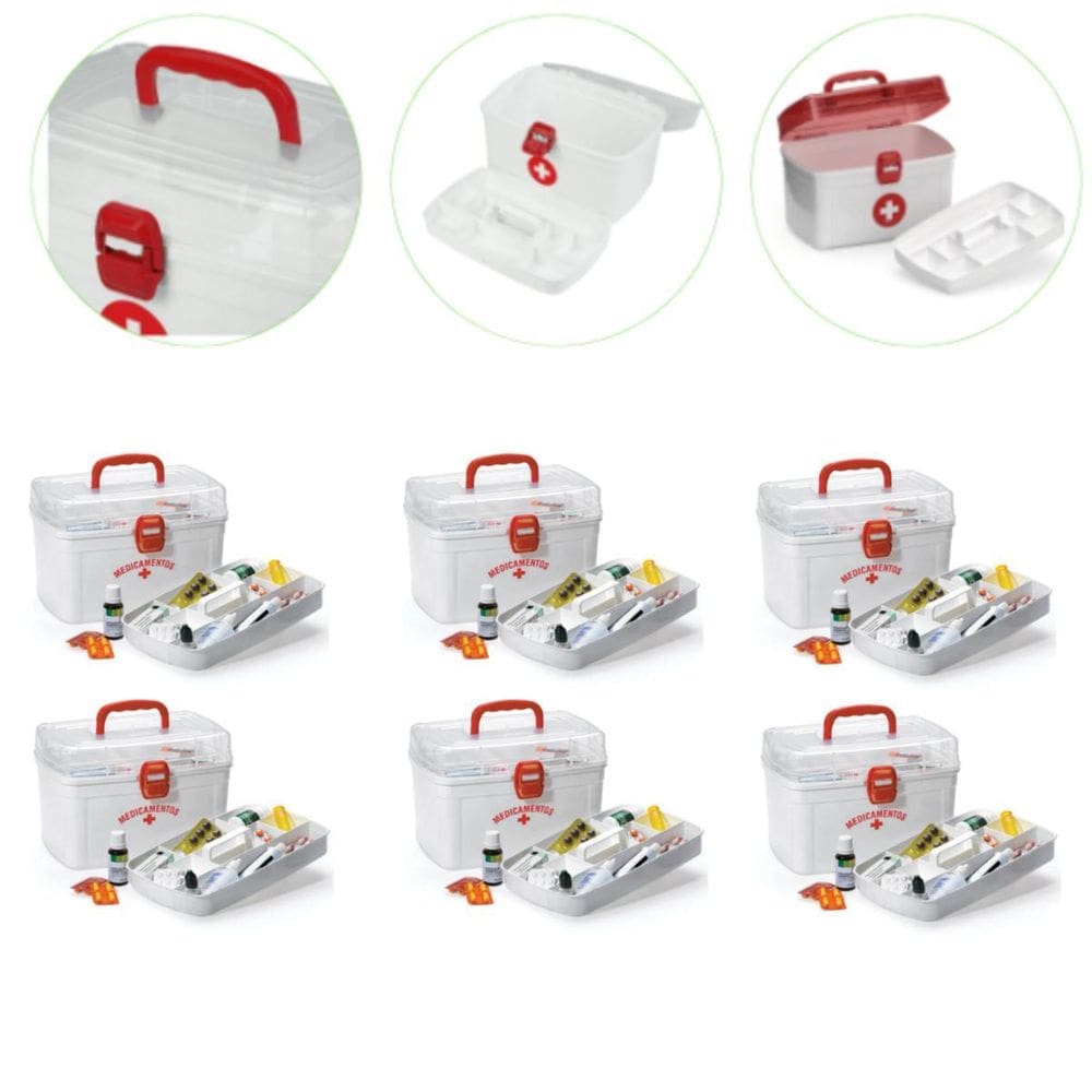 Kit 6 Caixa Para Remédios G Com Alça 6,2L Litros Cor Branco