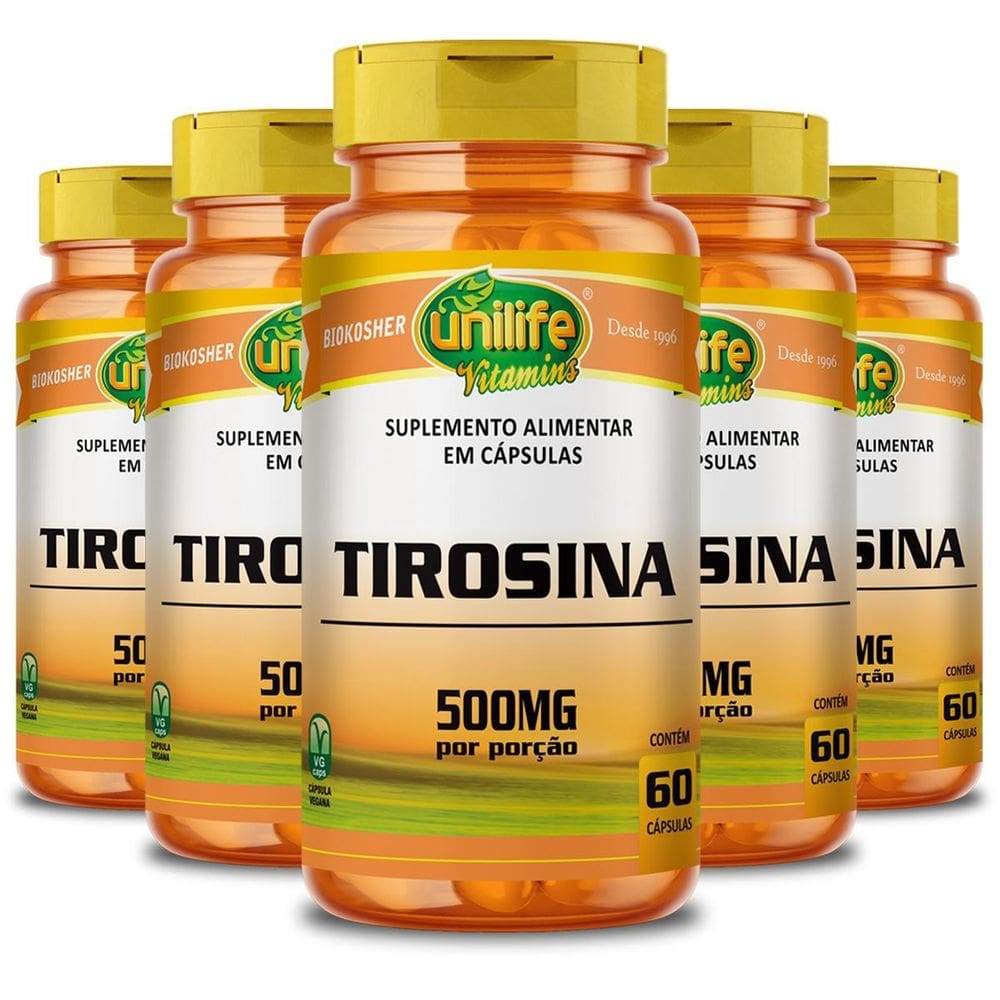 Kit 5 Tirosina Unilife 60 Cápsulas 470Mg