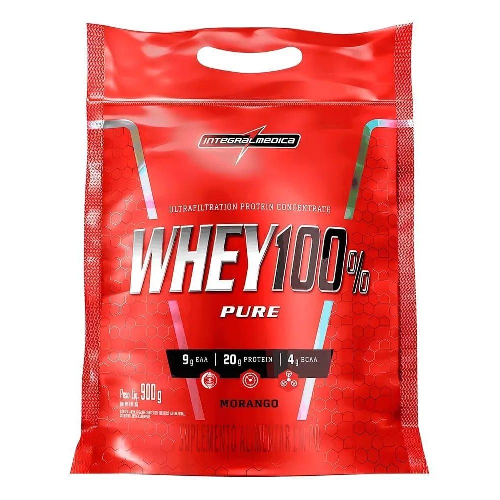 2X Whey 100% Pure Pouch 1,8Kg Morango Integralmédica Morango