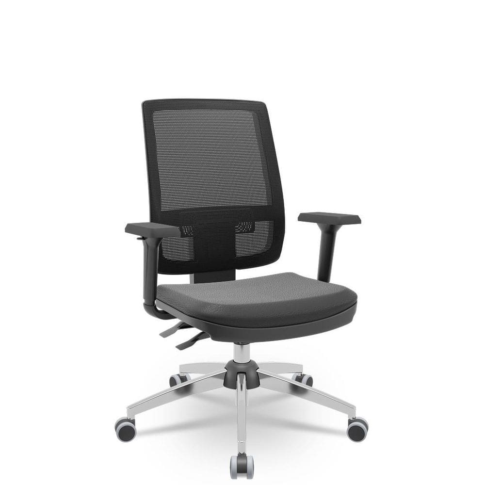 Cadeira Brizza Tela 3D Backplax Cromada Sem Apoio Sint Preto