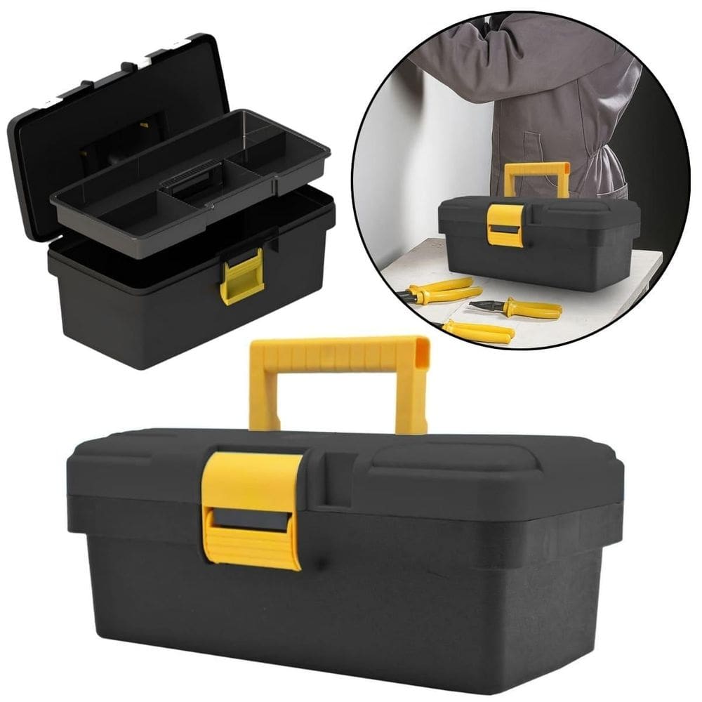 Caixa De Ferramentas 14 Pol Preta Com Bandeja E Alça