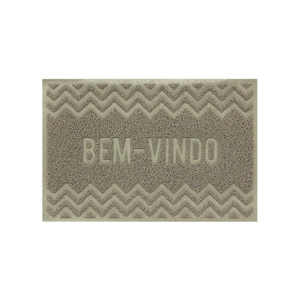 Capacho De Porta Pvc Antiderrapante 60X40Cm - Zig Zag Bege