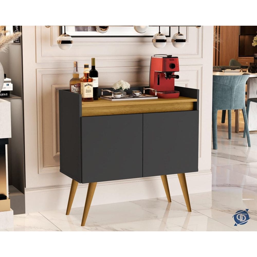 Aparador Buffet 2 Portas Luxo Plus Preto / Madeirado Comprar