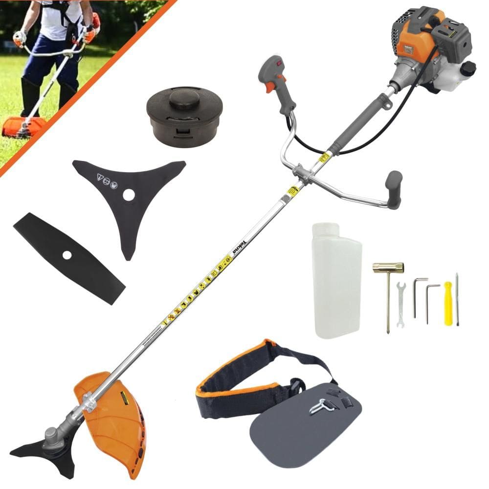 Roçadeira Completa Tekna RL430P À Gasolina 2 Tempos 43cc 1,7HP 10.000rpm 3 Opções de Corte Com Lâmina Facão + Lâmina 3 Pontas + Carretel de Nylon