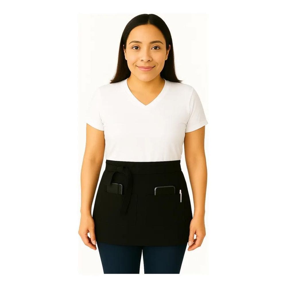 2X Avental Brim Cintura Curto 2 Bolsos Algodão Chef Atendime