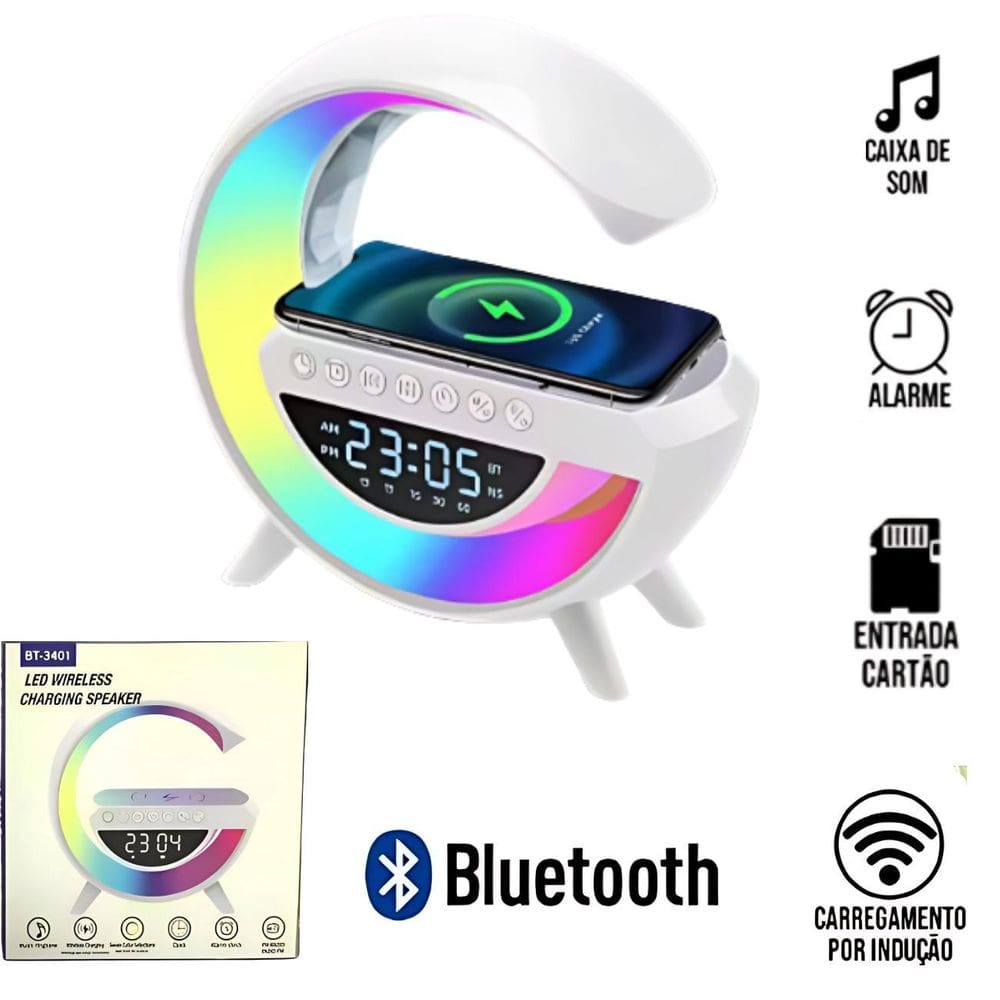 Luminária Led Compacta Com Bluetooth E Iluminação Ajustável