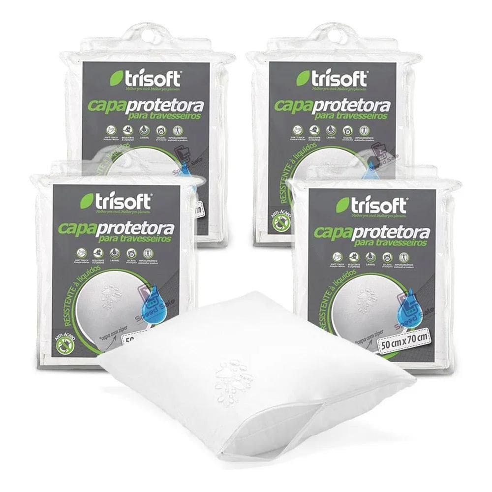 2X 4 Fronhas Impermeável Zíper Anti-Ácaro Não Faz Barulho Ca