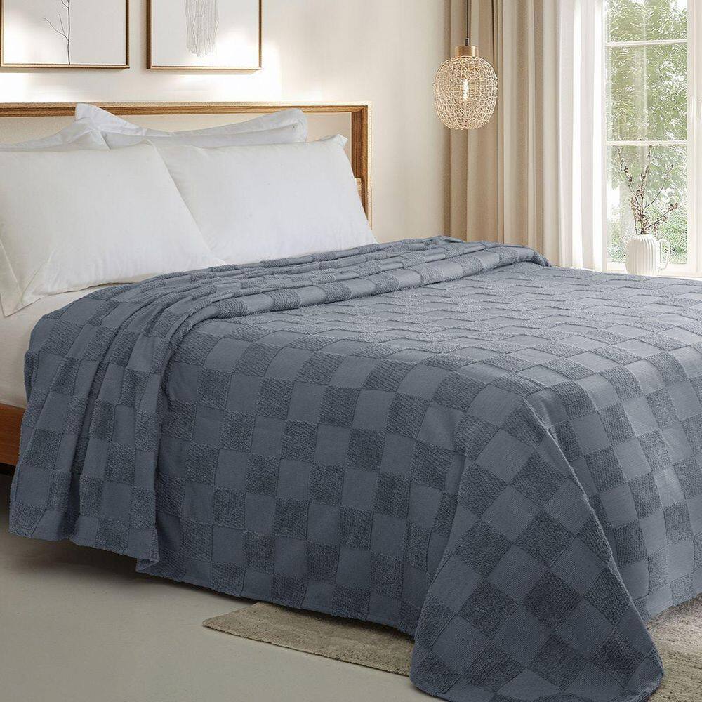 Colcha Chenille Jolitex Solteiro Nobre Toque De Algodão Azul