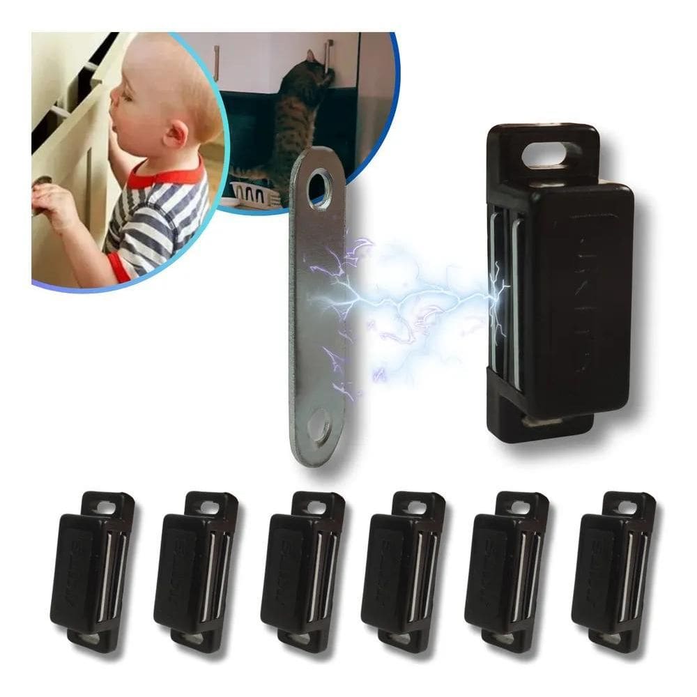 2X 10 Trinco Porta De Armario Fecho Preto Magnetico Ima Move