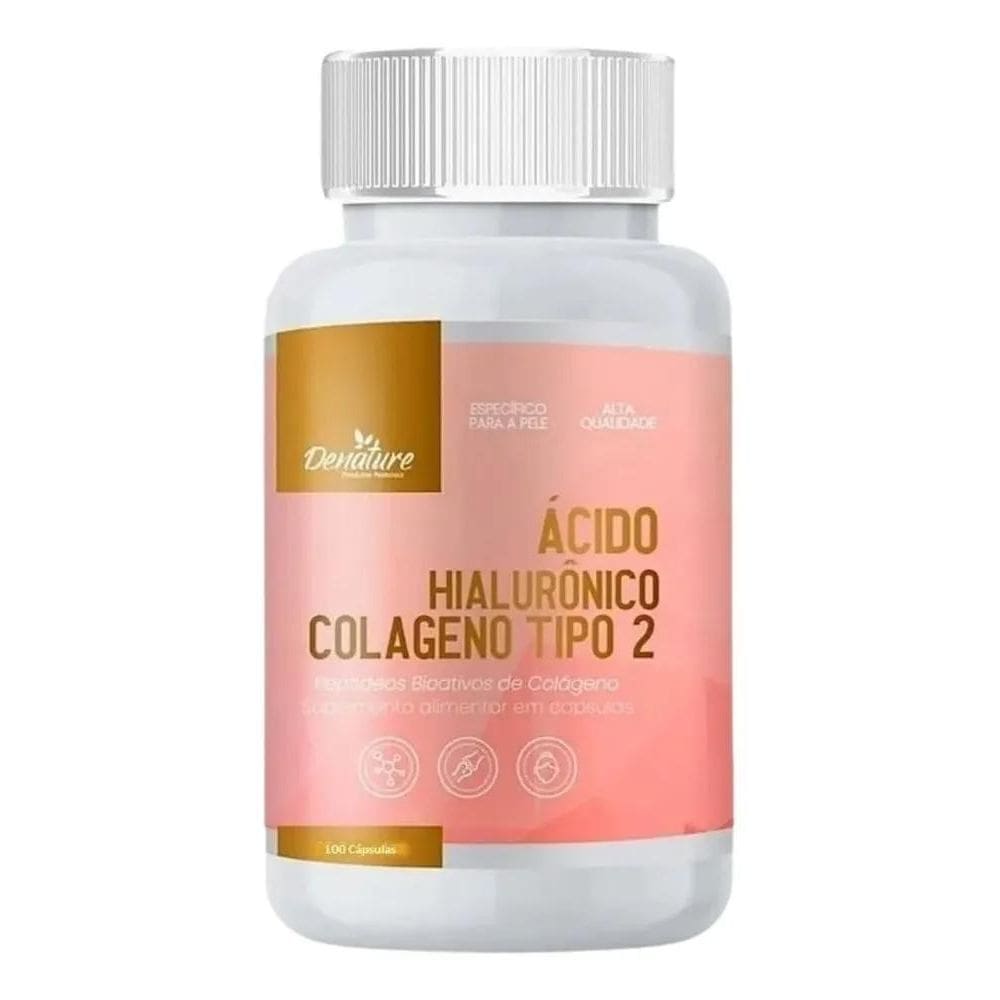 2X Ácido Hialurônico + Colágeno Tipo 2 100 Cápsulas Denature