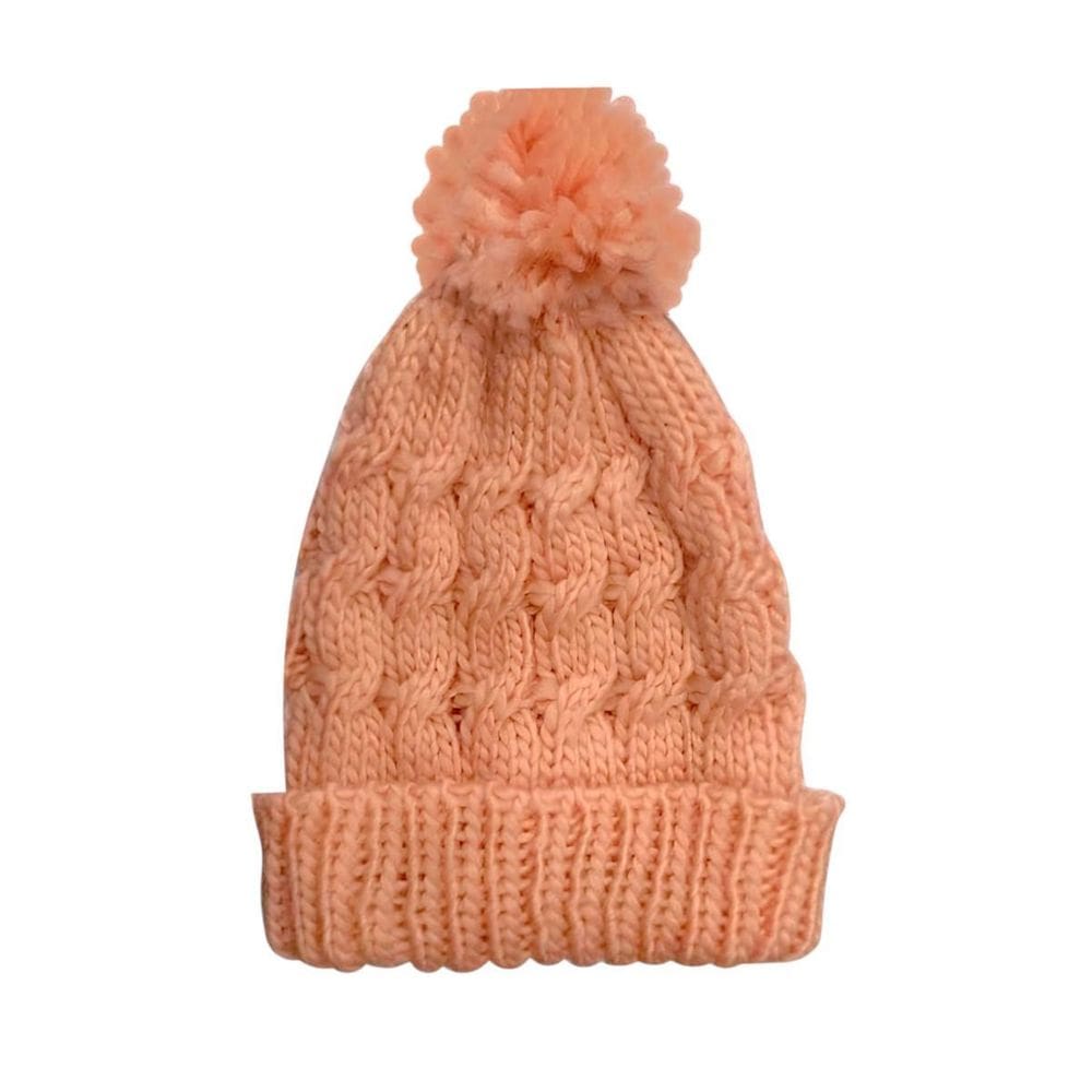 Touca De Tricô Com Pom Pom Frio Inverno - Salmão Unico