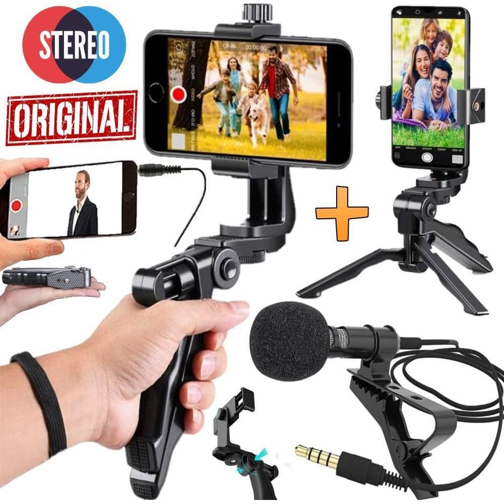 Estabilizador Mão Steadycam Tripé Microfone Lapela P3 Gravar