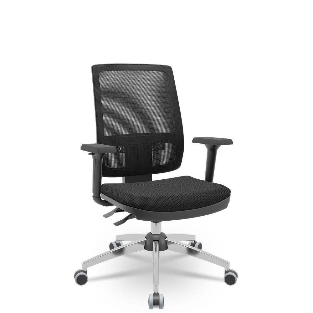 Cadeira Brizza Tela 3D Backplax Cromada Sem Apoio Aero Preto