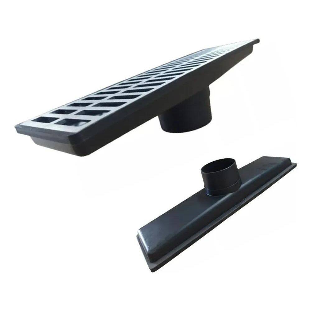 2X Ralo Linear 15X50Cm Grelha Alum. + Coletor Tela Anti-Inse