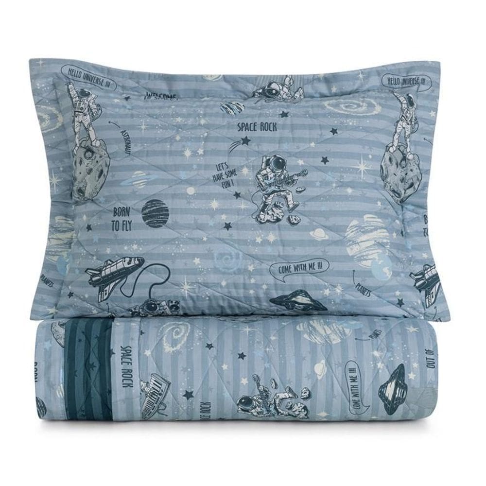 Jogo De Colcha Solteiro Infantil Espacial 200 Fios Karsten