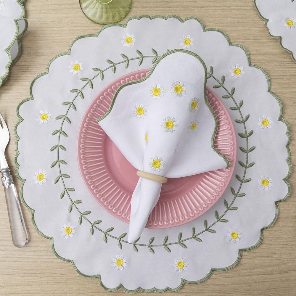 Jogo Americano Bordado 12 Peças Margarida - 100% Poliéster