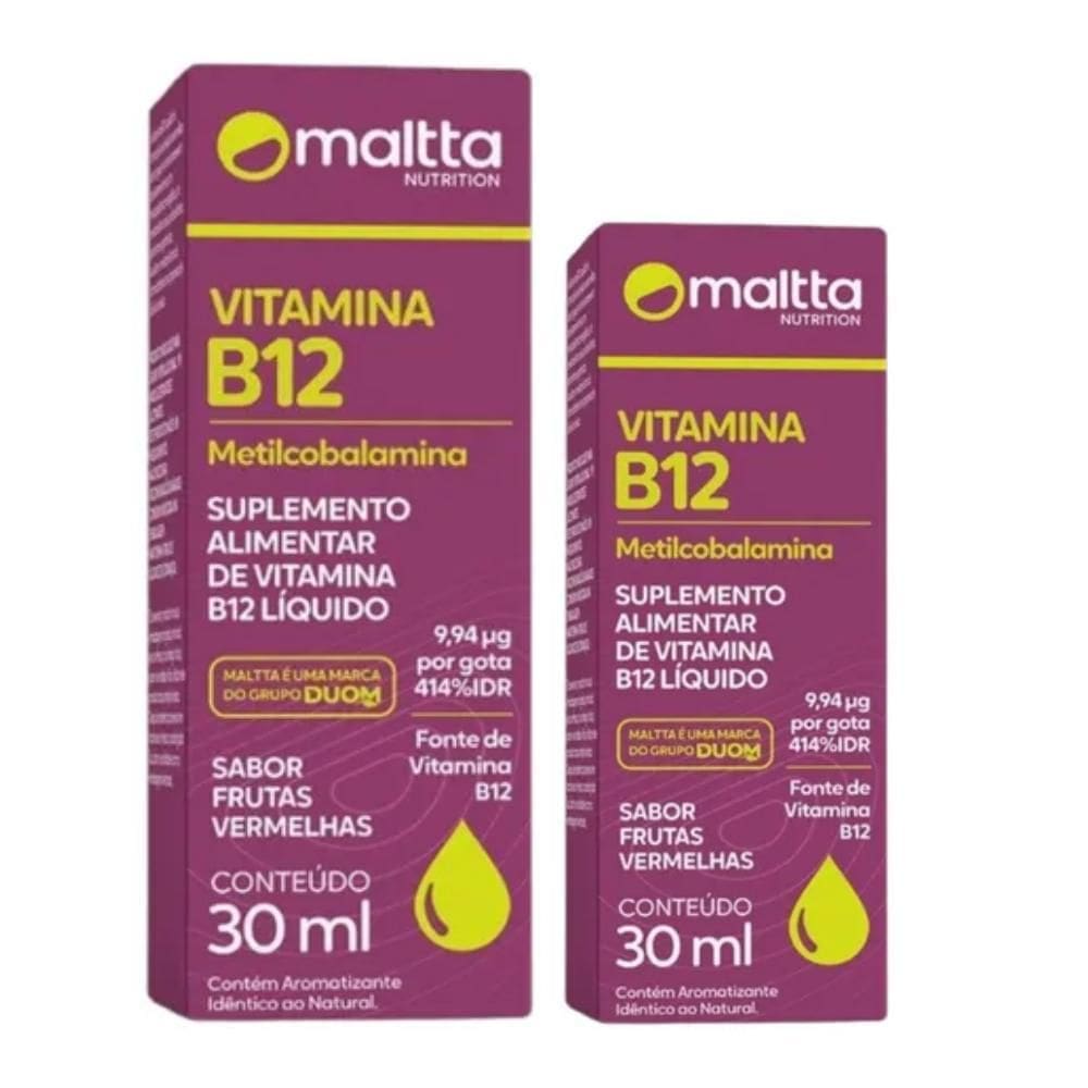 Kit C/2 Vitamina B12 Solução 30Ml Frutas Vermelhas - Maltta