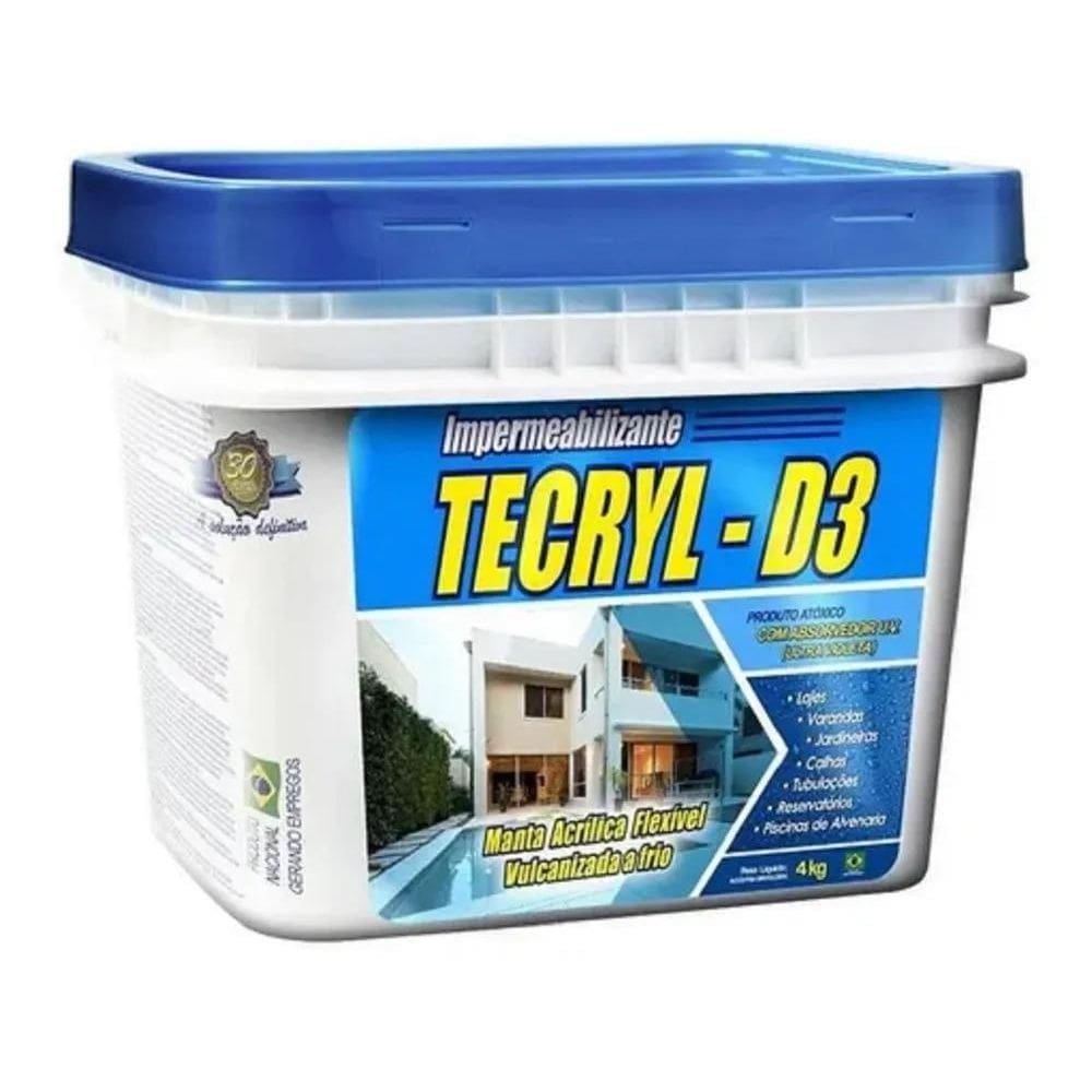 2X Tecryl D3 4 Kg Impermeabilizante Lajes Calha Branco Flexi