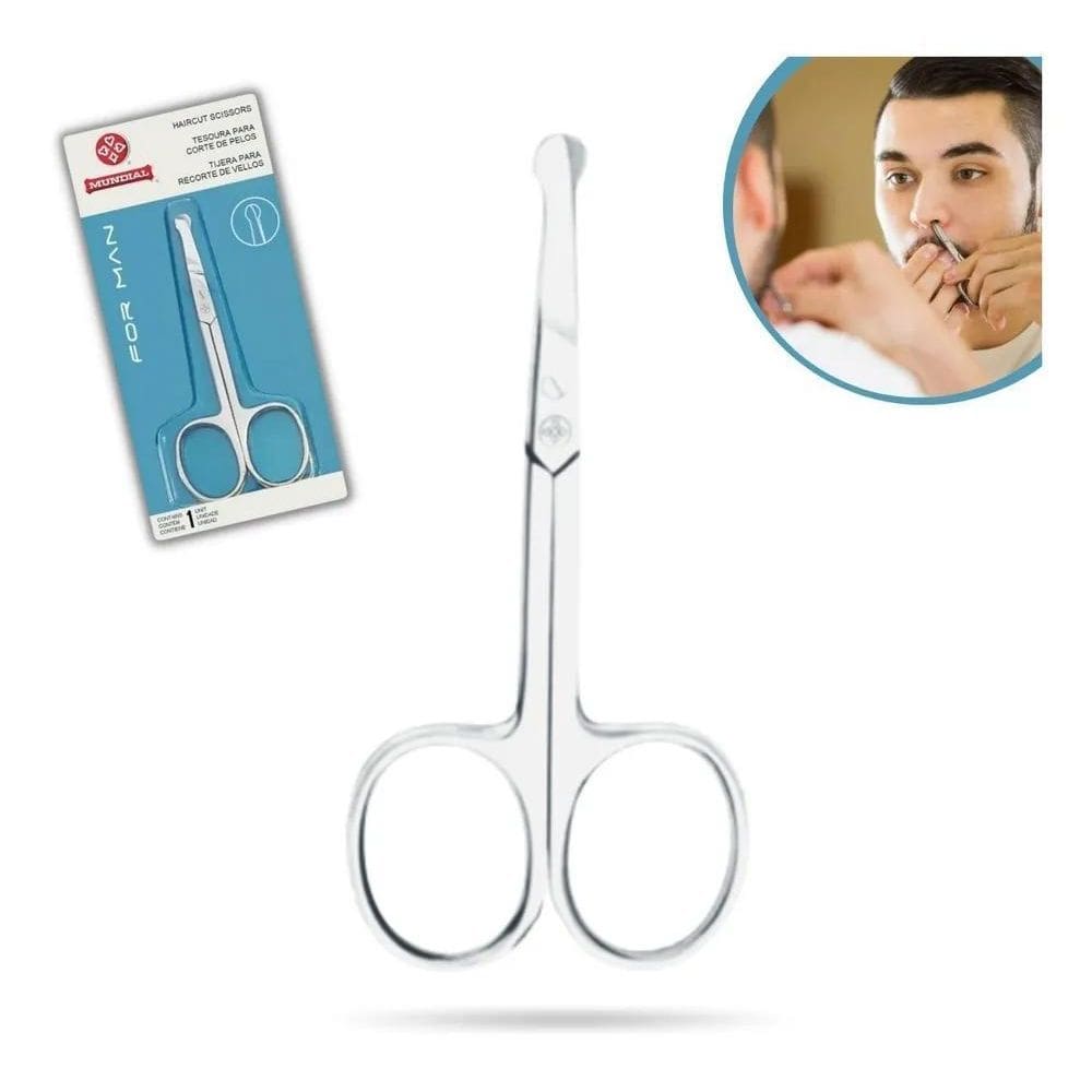 2X Tesoura Pêlo De Nariz E Bigode Com Ponta Arredondada Aço